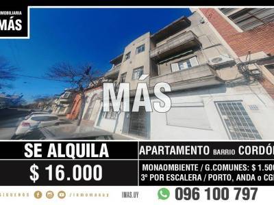 Apartamento alquiler cord&oacute;n montevideo imas.uy ma *