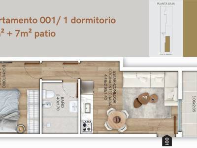 Venta casa 1 dormitorio con patio, jacinto vera